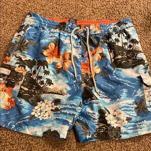 Men’s Size Large Caribbean Joe Tropical Blue Swim Shorts
